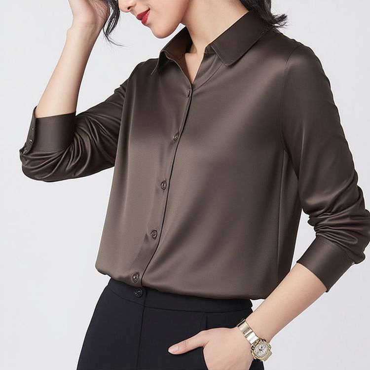 Professional-style Color-blocked Commuter Shirt Slim-fit Square-neck Top – Premium 0 | RICALOUX