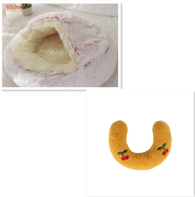 2 In 1 Dog And Cat Bed Pet Winter Bed Round Plush Warm Bed House Soft Long Plush Pets Bed Pet Products by Ricaloux