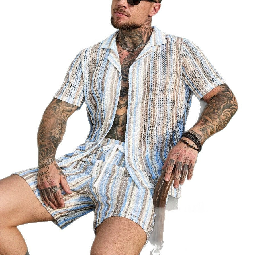 Mens Fashionable Printed Casual Shirt Set by Ricaloux