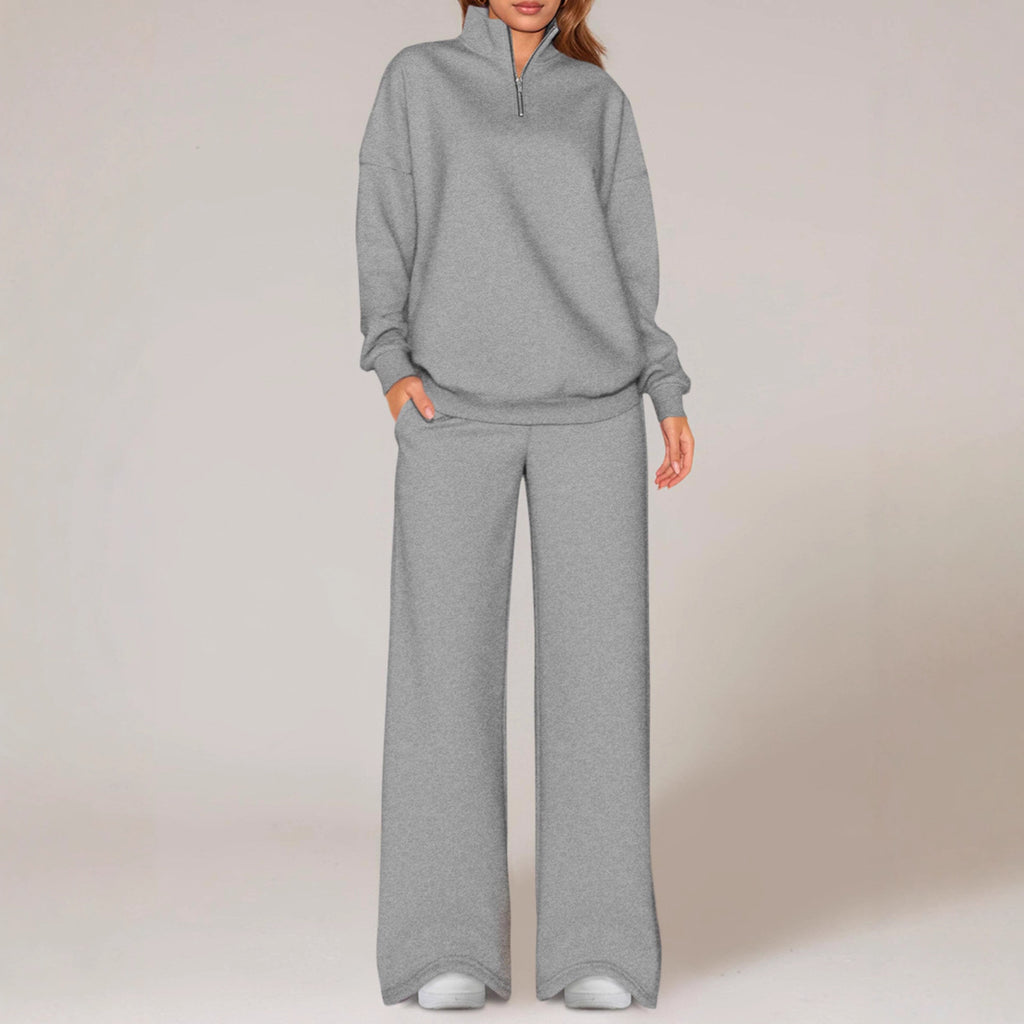Springautumn Half-zip Sweatshirt And Straight-leg Pants Sportswear Travel Set by Ricaloux