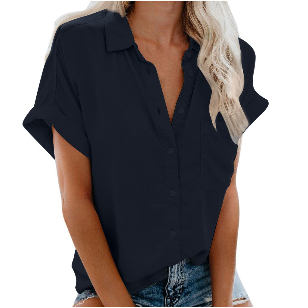 Ladies Lapel Button Shirt Summer by Ricaloux