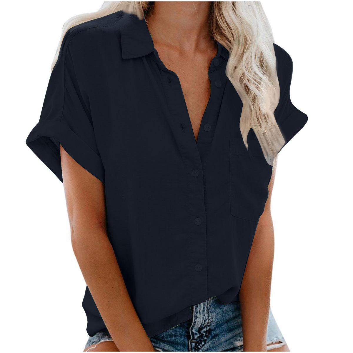 Ladies Lapel Button Shirt Summer by Ricaloux