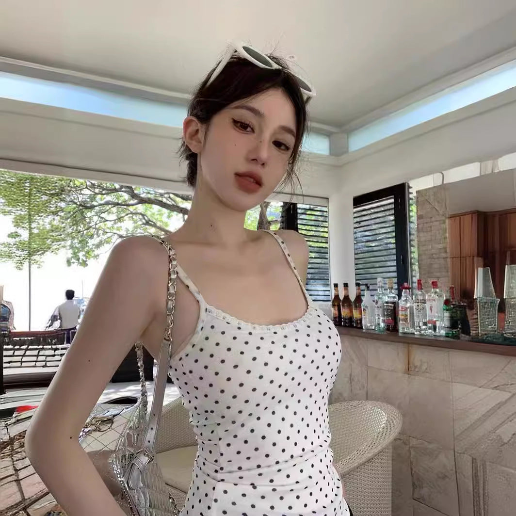 Designer-style Polka-dot Lace Camisole by Ricaloux