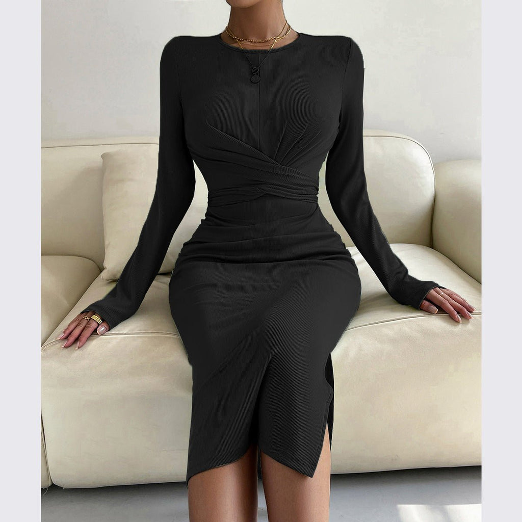 Women's Knitted Jumpsuit Bottoming Skirt Slim-fit Slimming Dress - RICALOUX