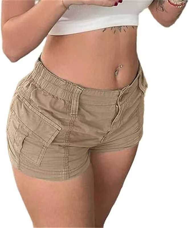 Womens Versatile Fashionable Solid-color Utility Denim Shorts – Premium 0 | RICALOUX