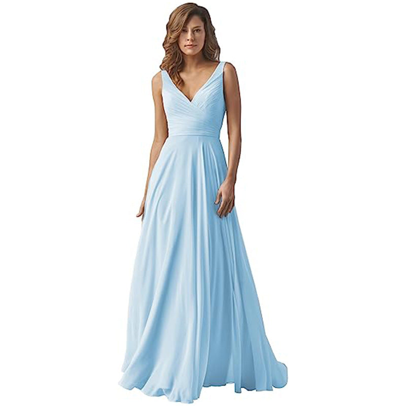 Women's V-neck Slim-fit Chiffon Dress – Premium 0 | RICALOUX