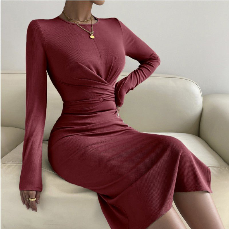 Women's Knitted Jumpsuit Bottoming Skirt Slim-fit Slimming Dress - RICALOUX