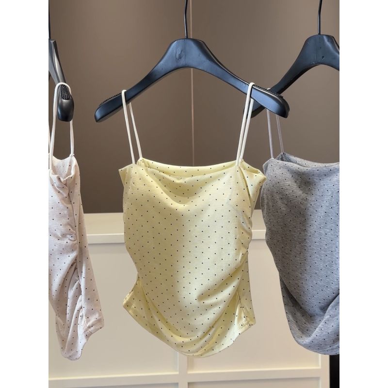 Sleeveless Polka-dot New Inner-and-outerwear Top by Ricaloux