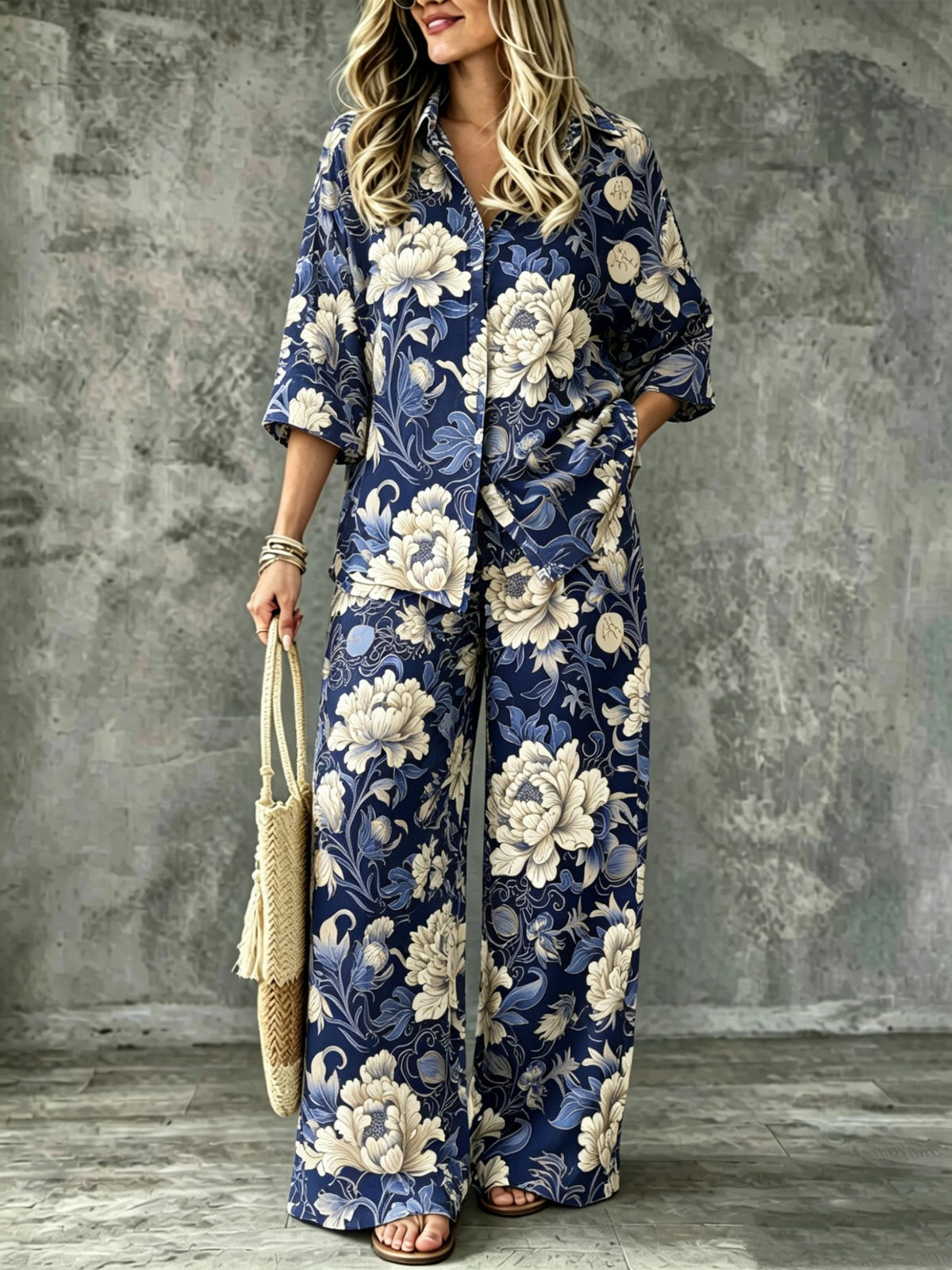 Spring Summer Womens Shirt Set With Digital Print by Ricaloux
