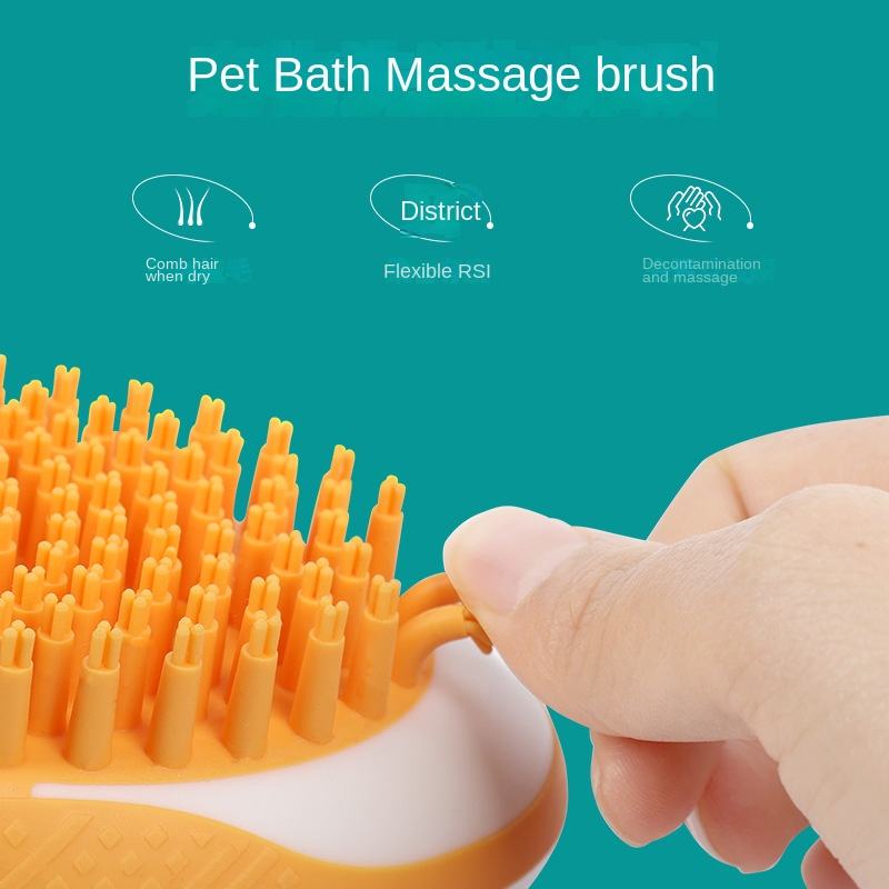 Dog Cat Bath Brush 2-in-1 Pet SPA Massage Comb Soft Silicone Pets Shower Hair Grooming Cmob Dog Cleaning Tool Pet Products - RICALOUX