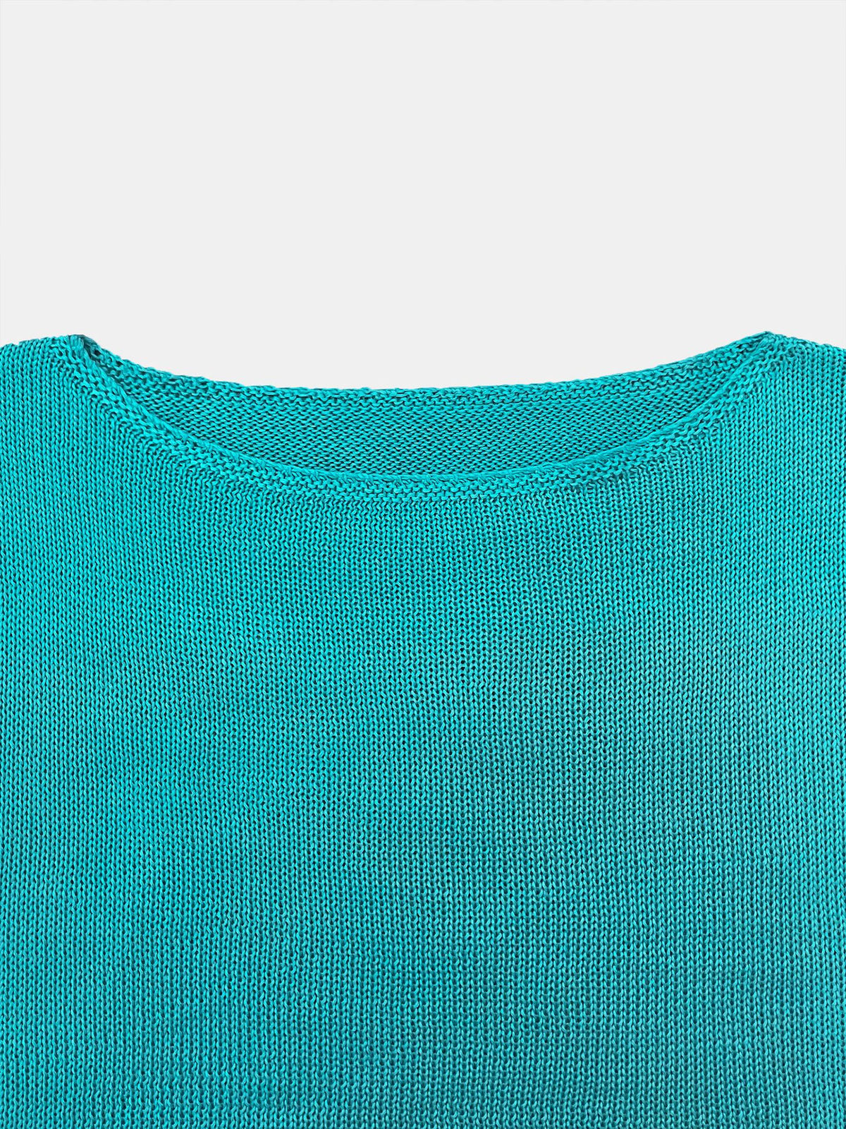 Crew-neck Color-block Coconut Palm Jacquard Loose-fit Casual Knit Pullover by Ricaloux
