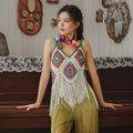 Hollow-out Knitted Color-block Cropped Tank Top For Summer – Premium 0 | RICALOUX