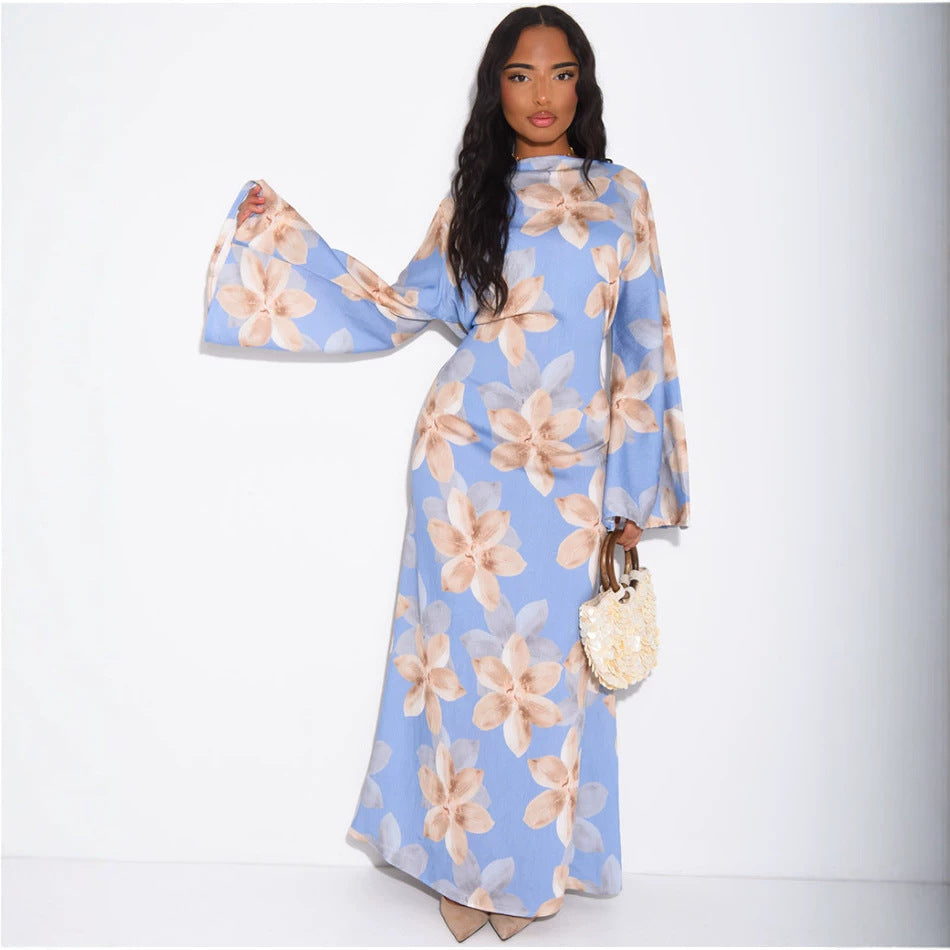 Women's Long-sleeve Plus-size Printed Dress by Ricaloux