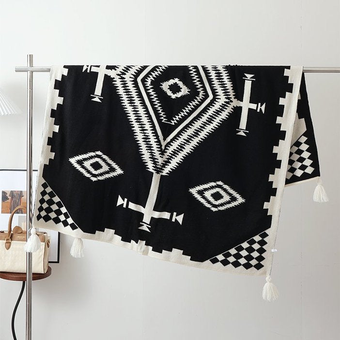 Ethnic-style Knitted Tassel Shawl – Premium 0 | RICALOUX
