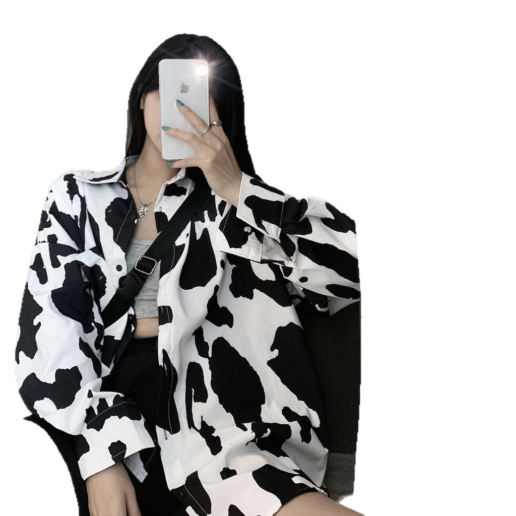 Black And White Printed Blouse Womens Mid-length Fall Top – Premium 0 | RICALOUX