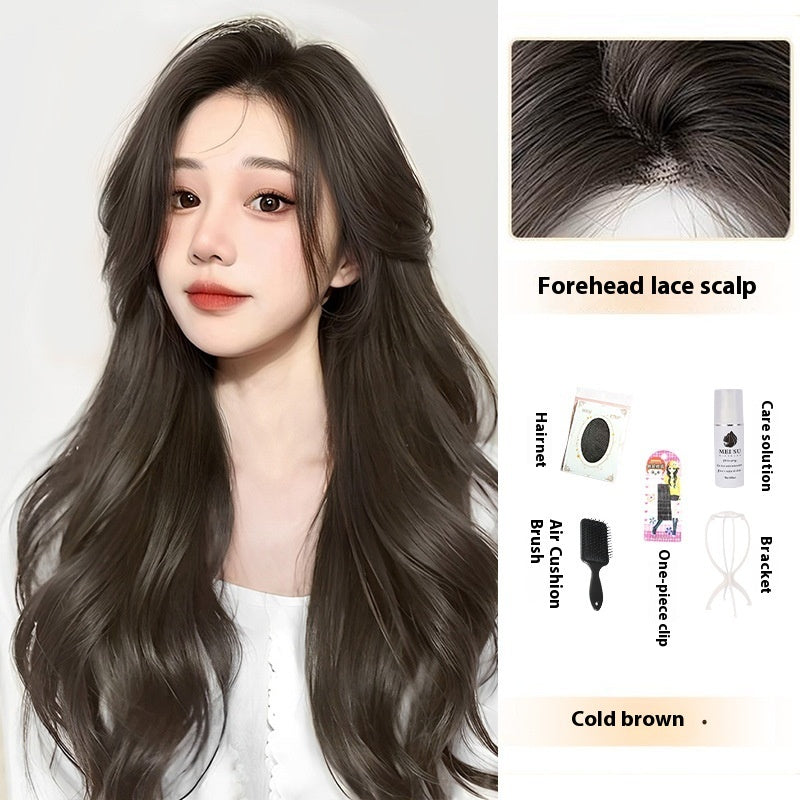 Jaulin Wig Women's Long Hair Forehead Lace Full-head Wig Mid-length Long Straight Hair Full Top Wig by Ricaloux