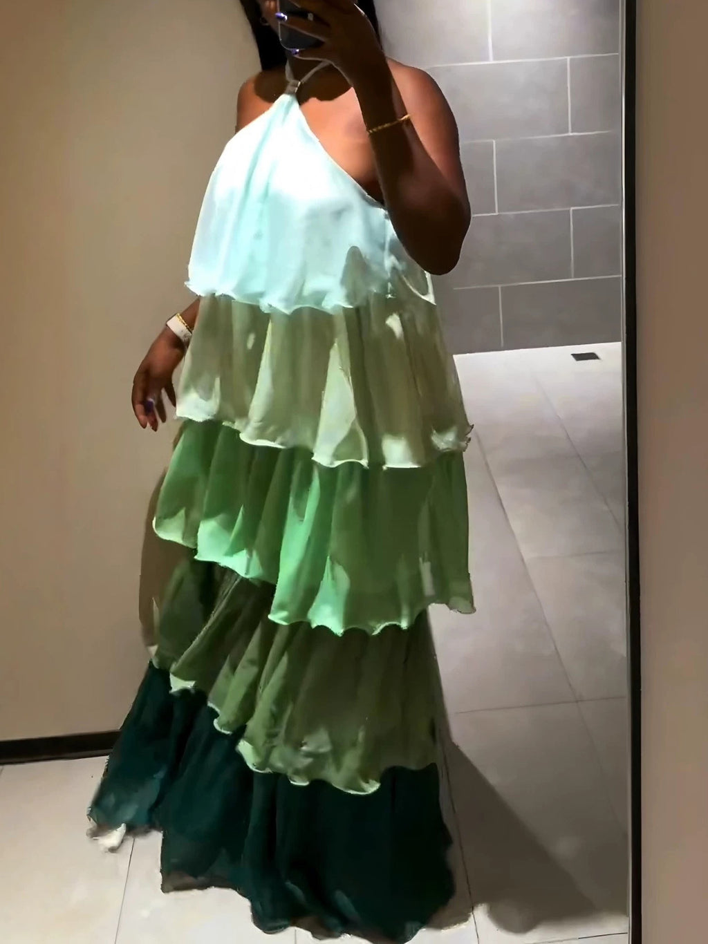 Women's Halter-neck Tiered Maxi Dress by Ricaloux