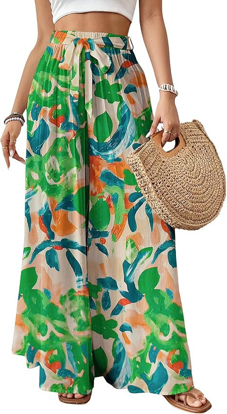 Womens Flowing Floral Wide-Leg Pants – Premium 0 | RICALOUX