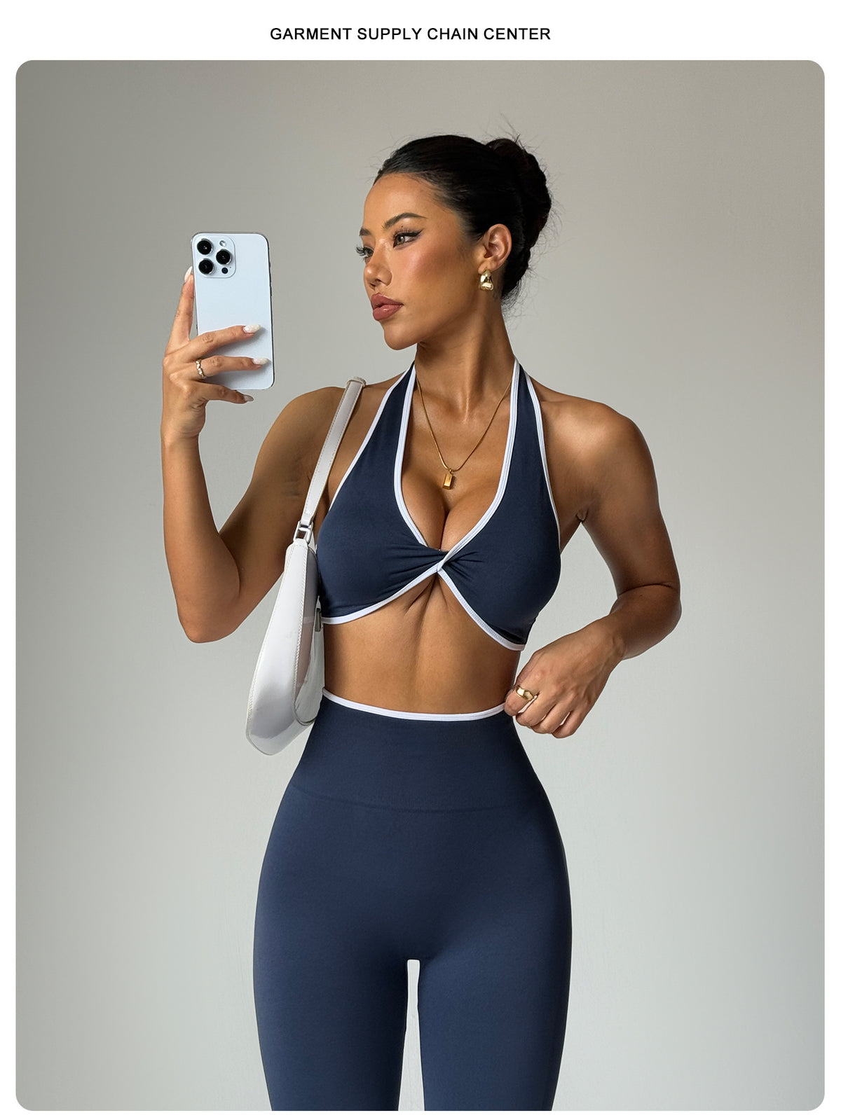 Seamless Color Block Yoga Outfit Set, Including Sports Bra And Long Pants For Fitness by Ricaloux