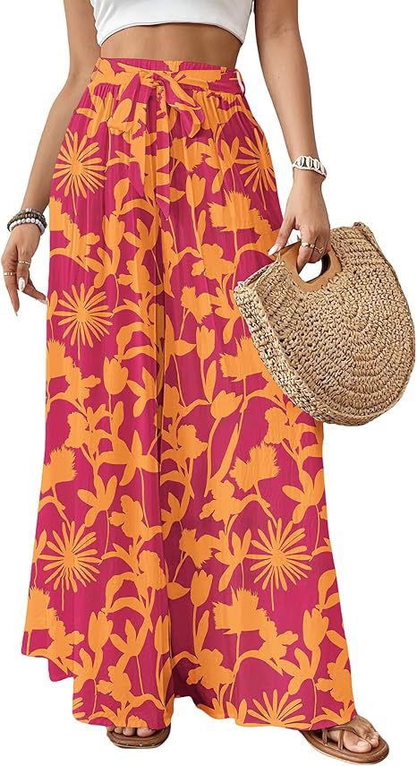 Womens Flowing Floral Wide-Leg Pants by Ricaloux
