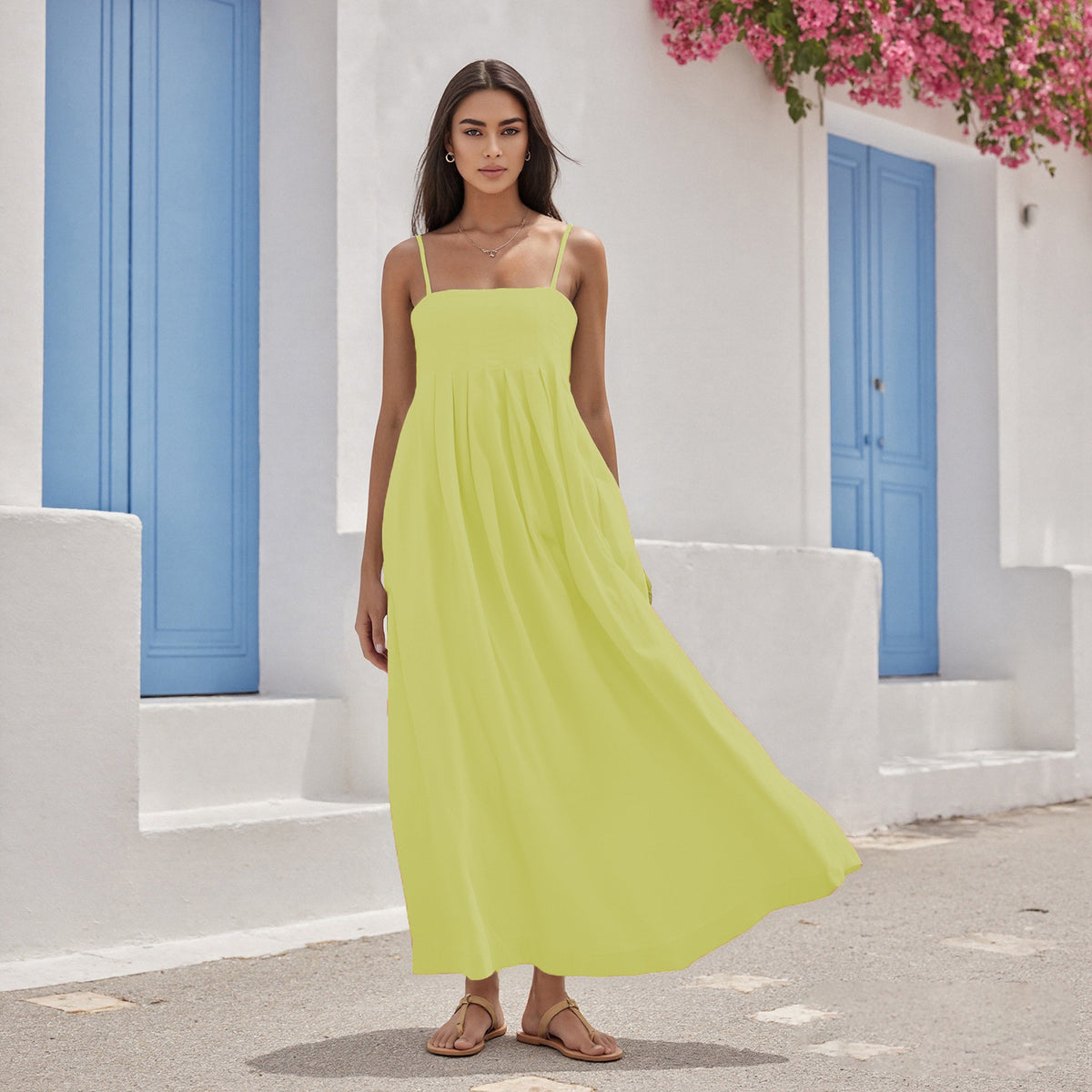 Patchwork Cotton Off-shoulder Strap Maxi Dress – Premium 0 | RICALOUX
