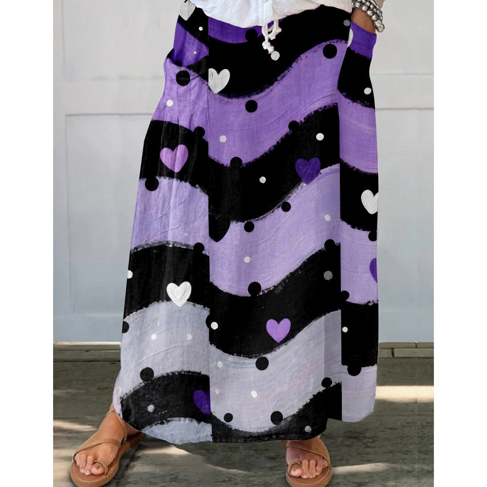 Womens Fashionable Printed Plus-Size Skirt With Pockets by Ricaloux