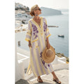 Female Digital Printed V-neck Five Quarter Sleeve Dress by Ricaloux