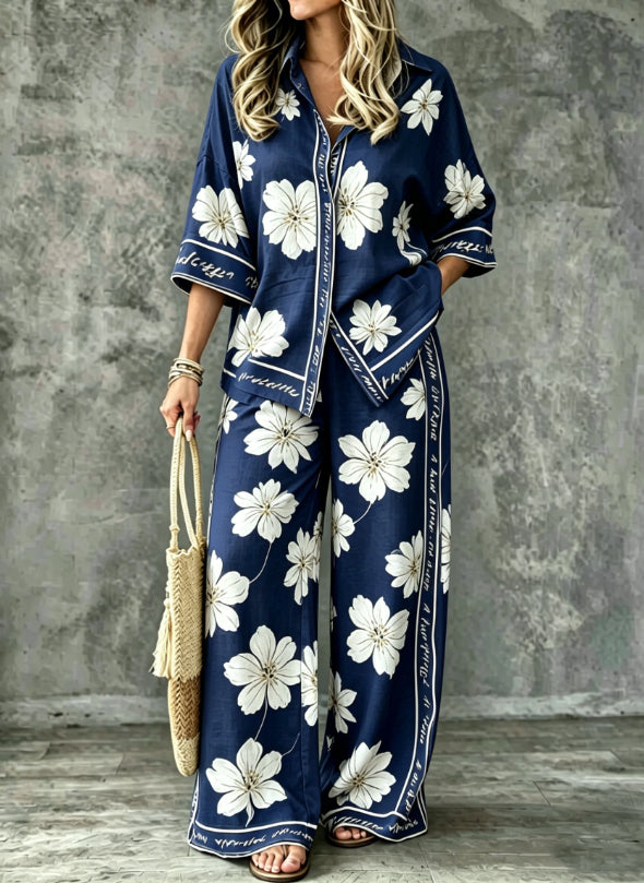 SpringSummer Digital-Print Shirt And Pants Set – Premium 0 | RICALOUX