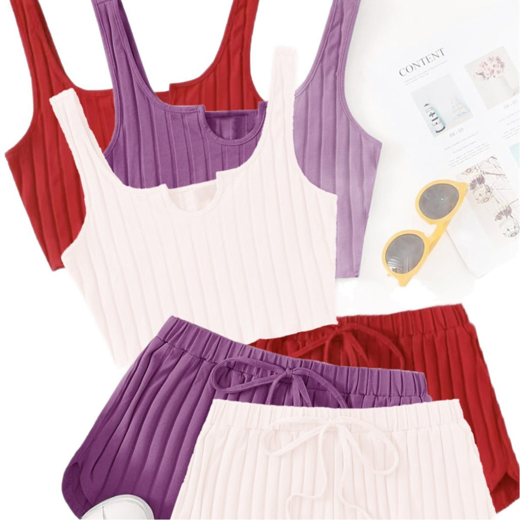 Six-piece Vest Top And Shorts Pajama Set – Premium 0 | RICALOUX