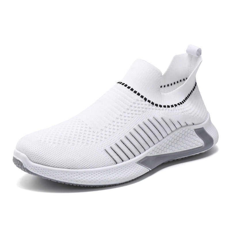 Fashion Mesh Sock Shoes With Striped Design Men Outdoor Breathable Slip-on Sneakers Csuale Lightweight Running Sports Shoes by Ricaloux