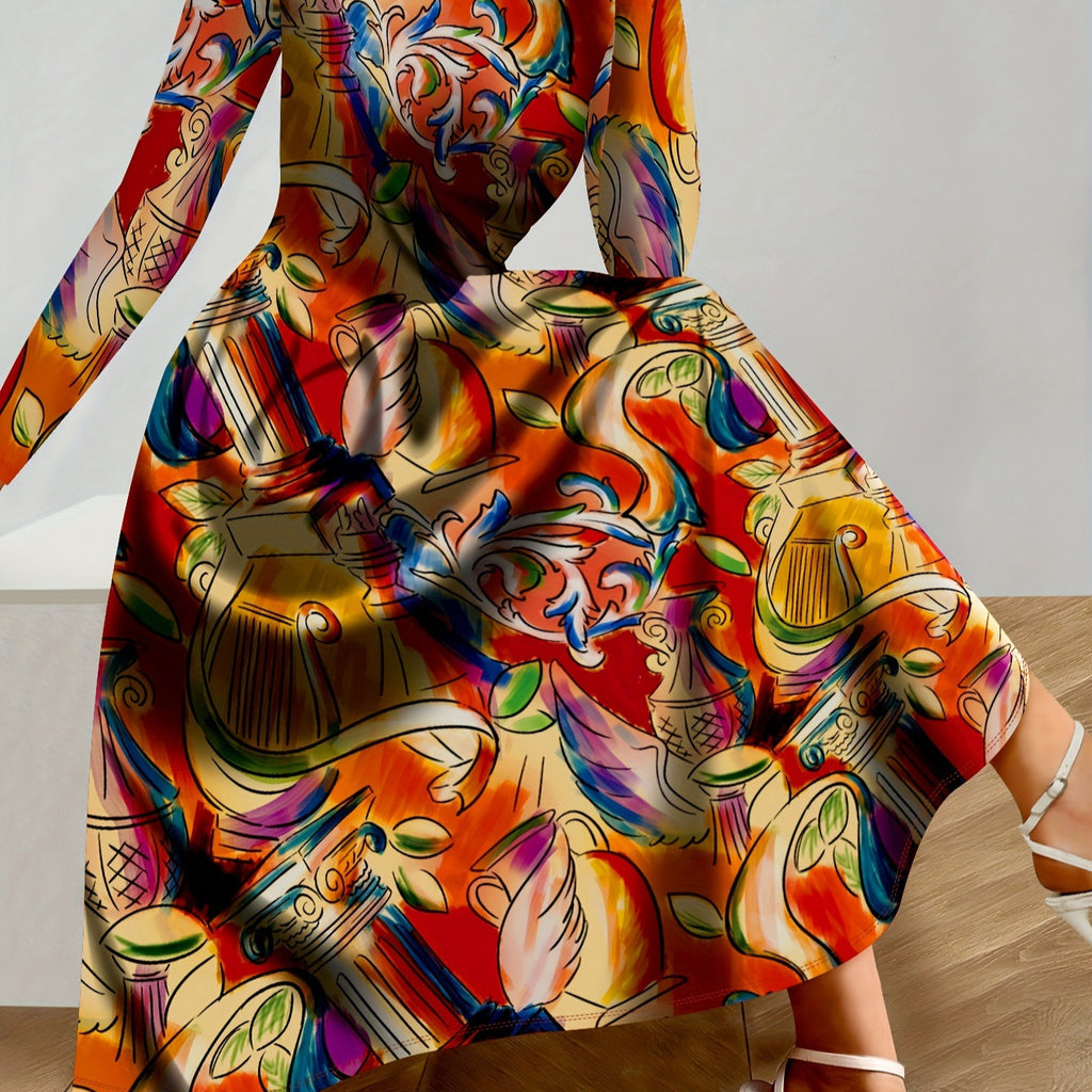 Printed Elegant Long Dress For Parties – Premium 0 | RICALOUX