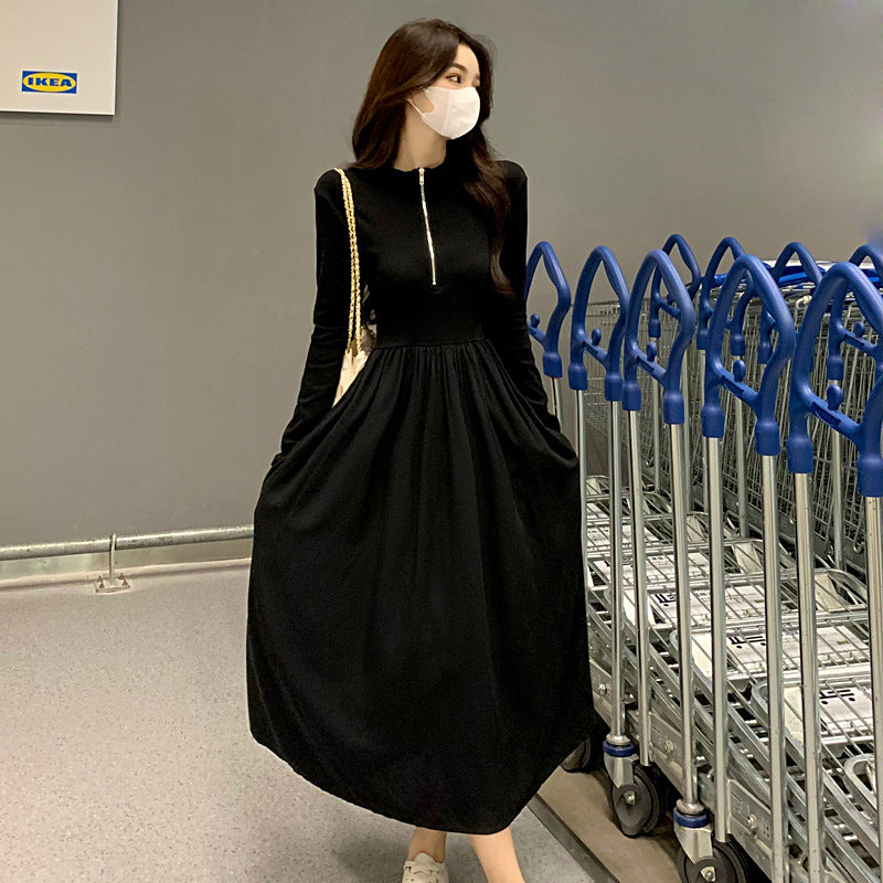 Womens Black Long-sleeve Casual Dress by Ricaloux