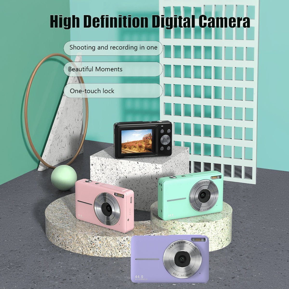 Mini Digital Camera Children's HD Digital Camera Student Mini Digital Camera Boys And Girls Christmas Birthday Gift Children's Entry-level Camera - RICALOUX