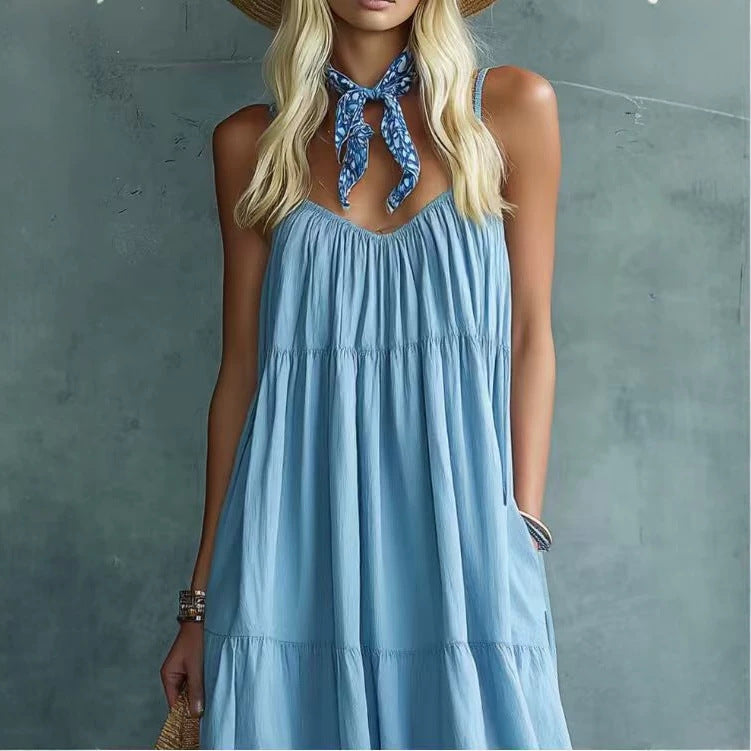 Summer New Sleeveless Strap Maxi Dress Elegant One-piece Dress – Premium 0 | RICALOUX