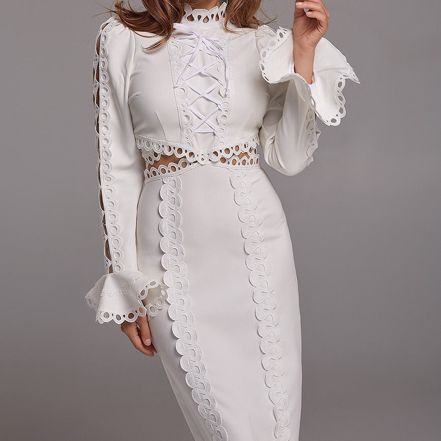 Womens Round-neck Short-sleeve Midi Dress by Ricaloux