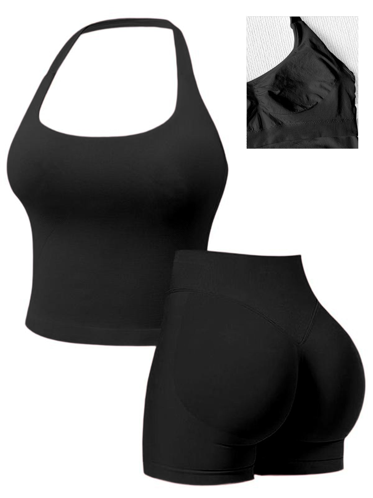 New Halter-Neck Seamless Yoga Backless Camisole And High-Waisted Workout Set – Premium 0 | RICALOUX