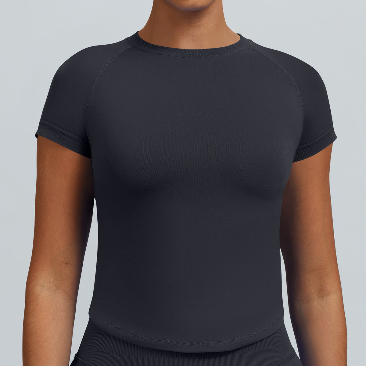 Seamless High-elastic, Moisture-wicking Tight Yoga Short-sleeve Top by Ricaloux