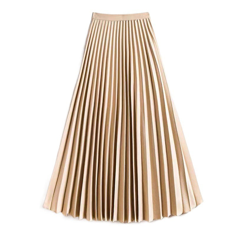 Satin Elegant Accordion High-waisted Pleated Skirt – Premium 0 | RICALOUX
