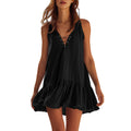 Loose-fit Solid-color Eyelet Womens Dress by Ricaloux