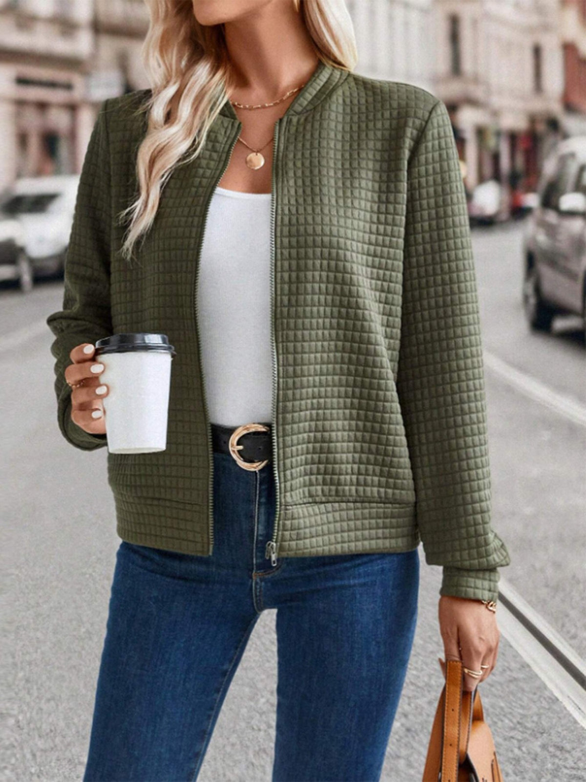 Hot Selling New Arrival Women's Long Sleeve Zip-Up Solid Color Decorative Cardigan, Solid Casual Outerwear For Ladies – Premium 4 | RICALOUX