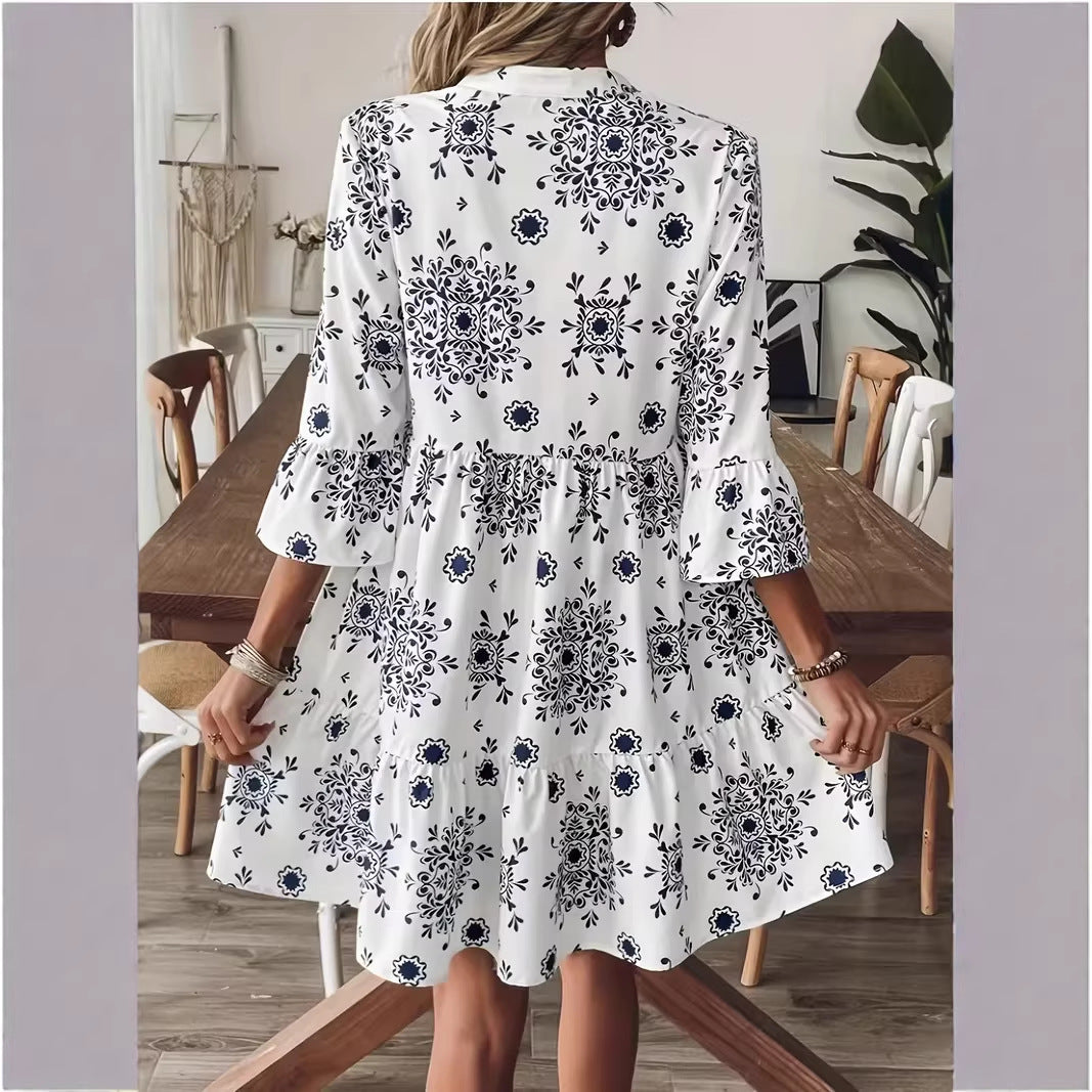 Elegant Womens Dress With Three-quarter Sleeves by Ricaloux