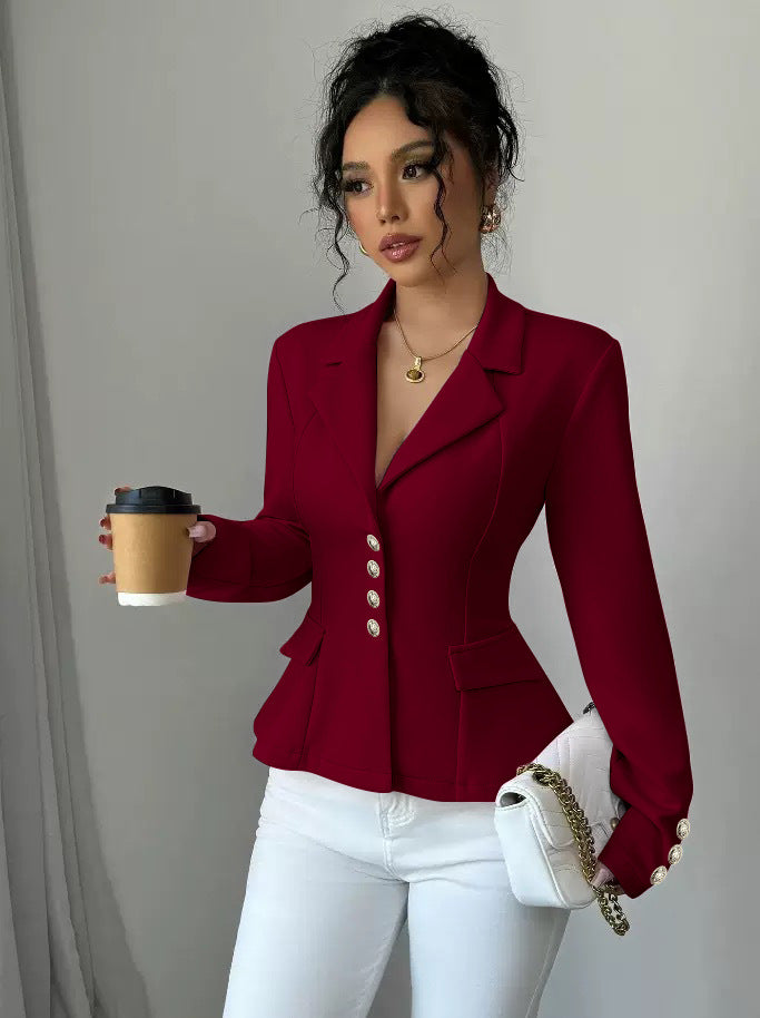 Womens Tailored Lapel Long-sleeve Coat by Ricaloux
