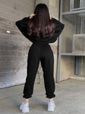 Fashionable And Versatile Embroidered Slim-fit Casual Sporty Two-piece Hoodie Set by Ricaloux