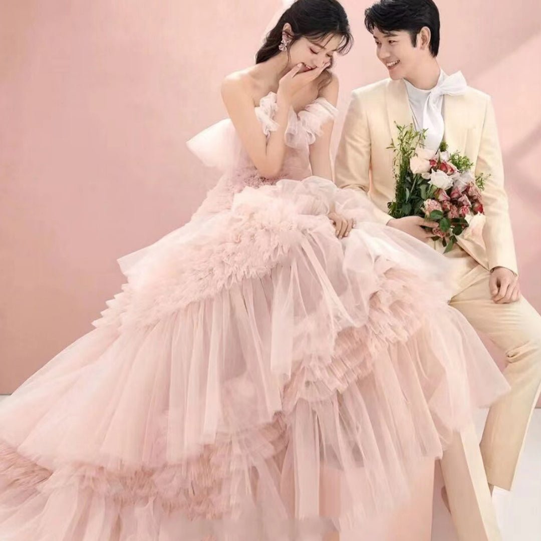 Street Photography Pettiskirt Colored Mesh Temperament Banquet Light Wedding Dress - RICALOUX