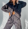 Casual Long-sleeve Two-piece Set Single-breasted Jacket And Sweatshirt by Ricaloux