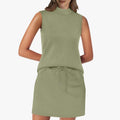 Sleeveless Stand-Neck Top And Short Skirt Two-Piece Set For Summer Beach Vacations by Ricaloux