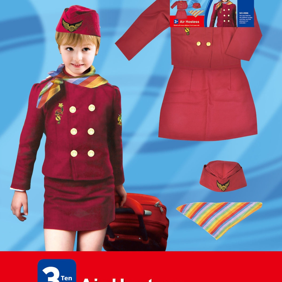 Children's Captain Clothing Girls Stewardess Clothing Holiday Party Performance Wear by Ricaloux