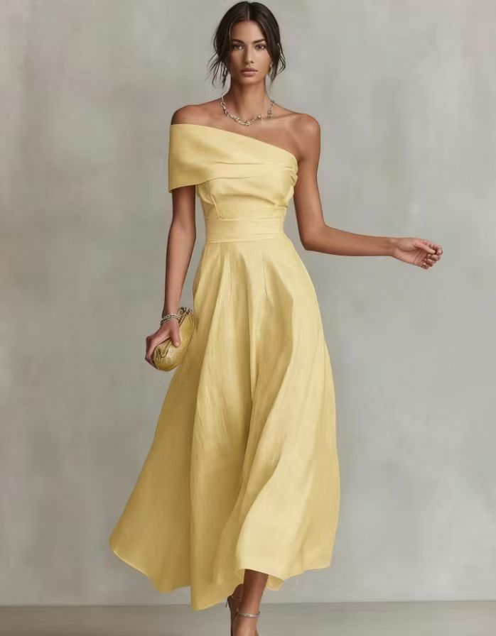 Womens Waist-cinching Off-shoulder Backless Dress by Ricaloux
