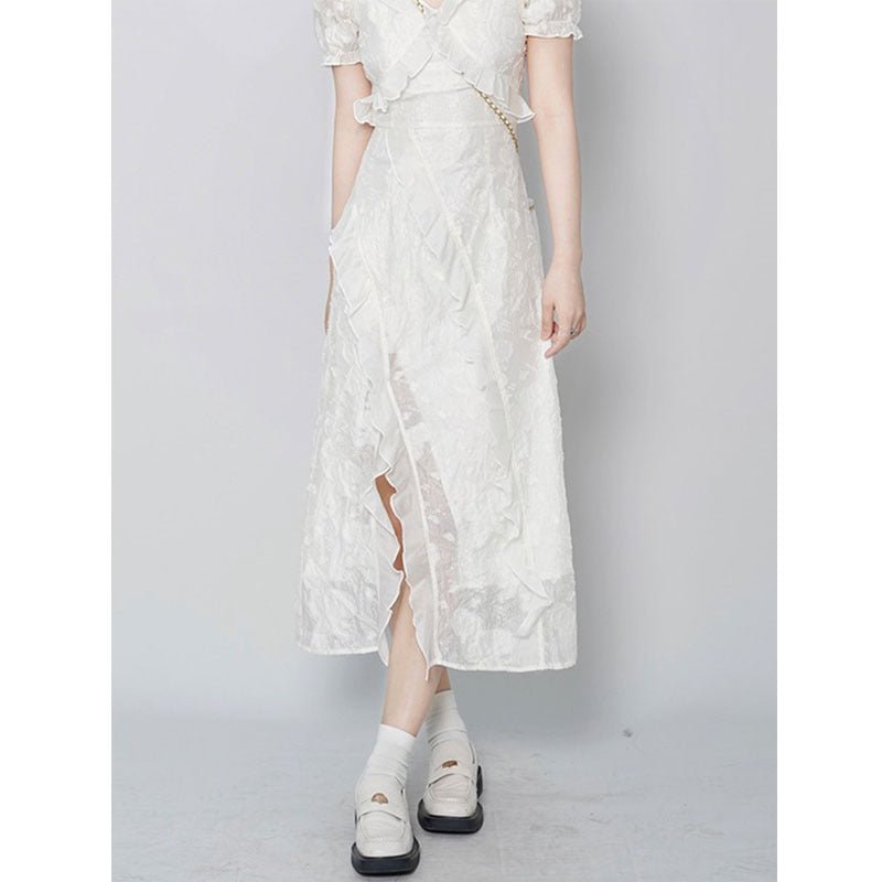 Fashionable White Slimming Dress For Women - RICALOUX