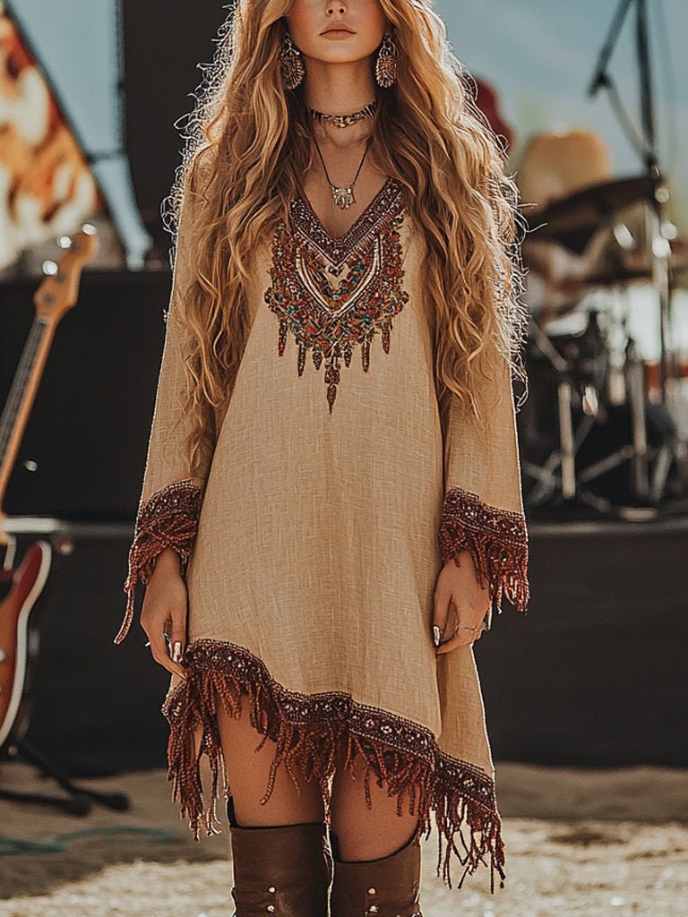 Lace Loose Print Dress Girls - RICALOUX